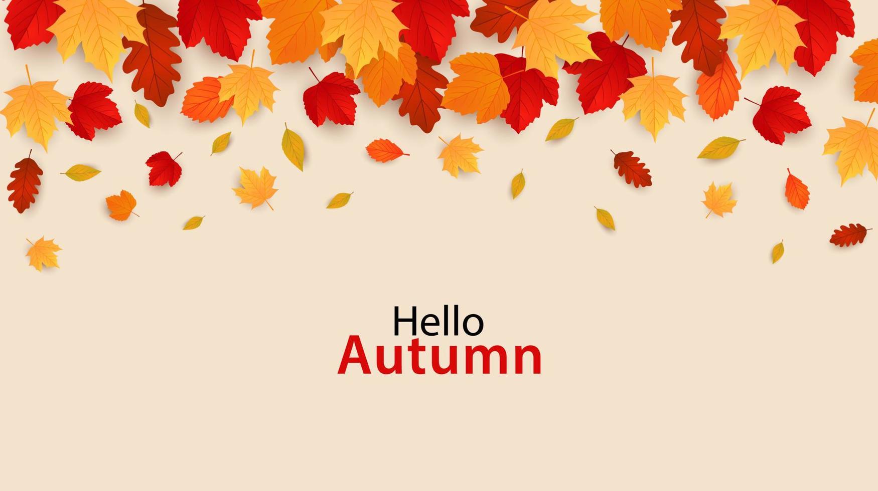 Autumn background with falling leaves. Fall background design with place for text. Can be used for posters, banners, flyers, invitations or greeting cards. Vector illustration