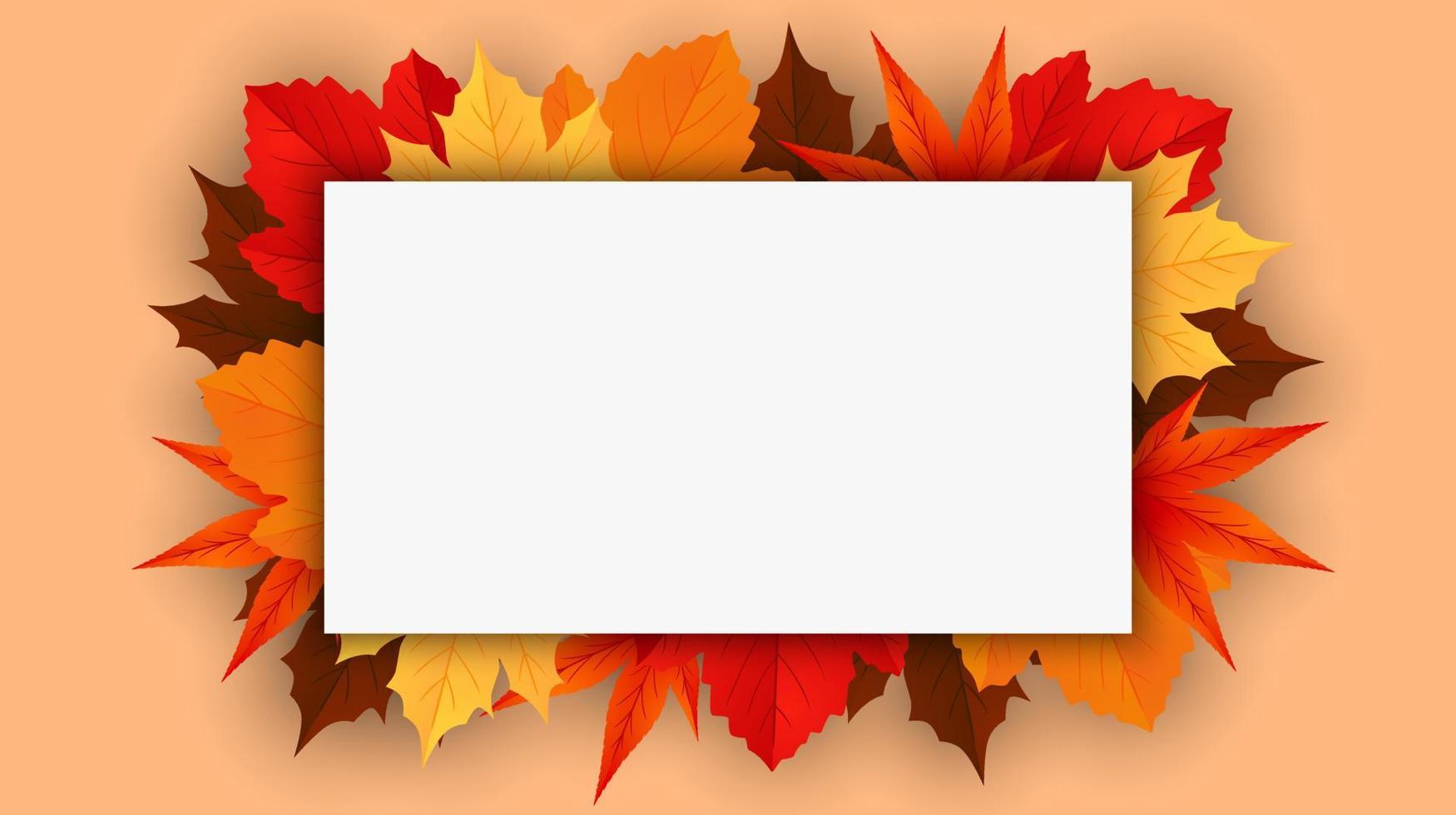 Autumn fall background with golden, red and orange maple leaves isolated on the background with space for text. Vector illustration