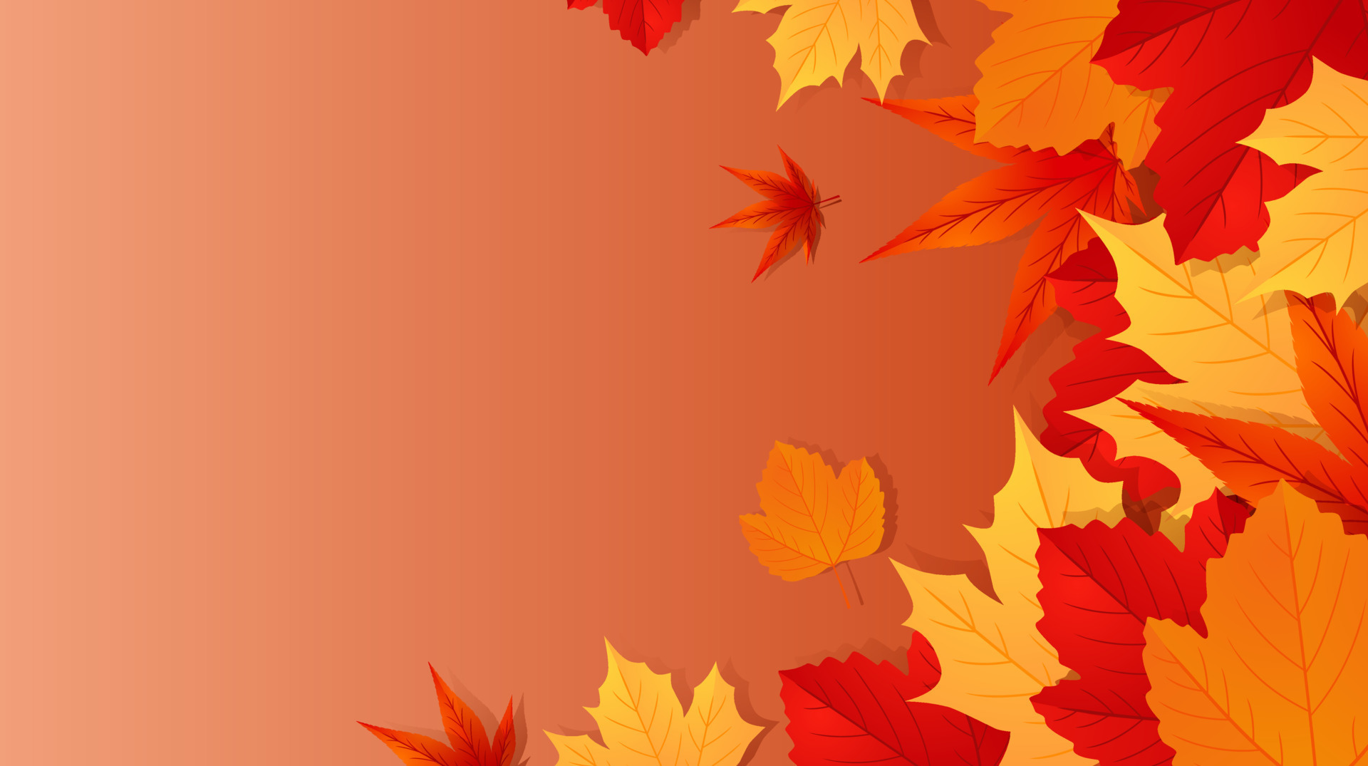 red fall leaves background