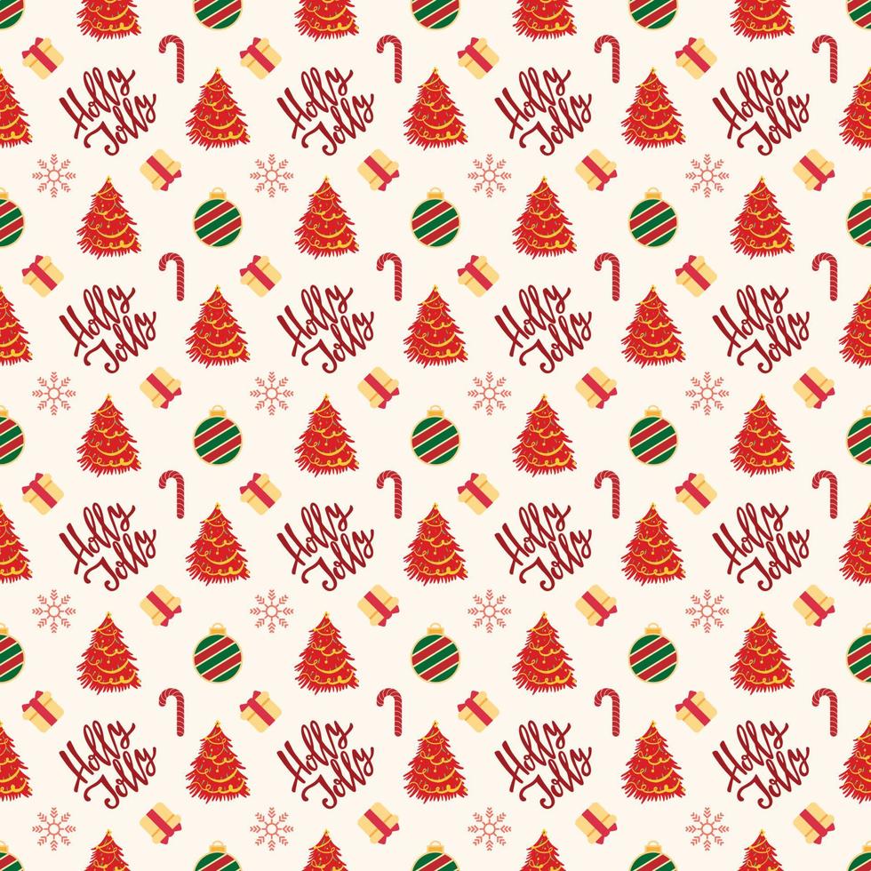 festive seamless pattern. new year and christmas. christmas ball and christmas tree. vector