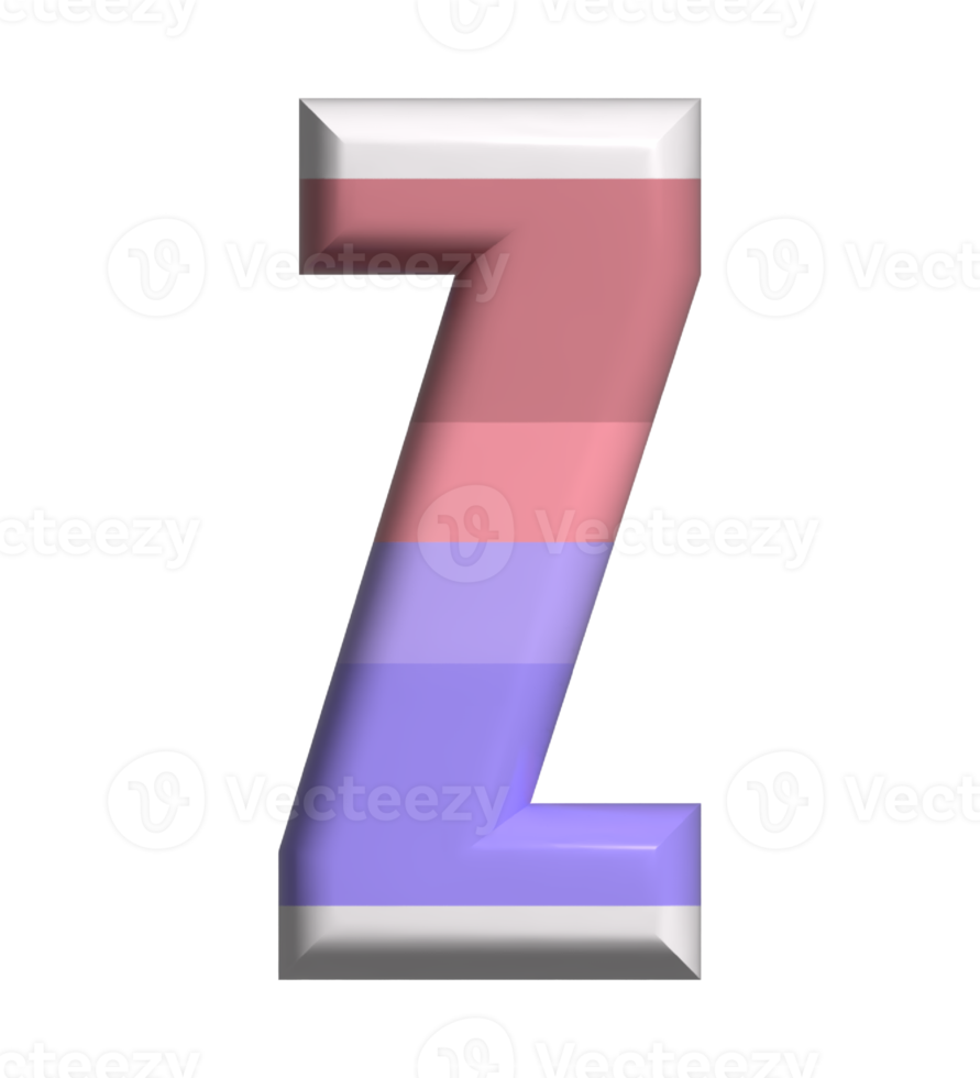 Letter Z 3D Render Front View png