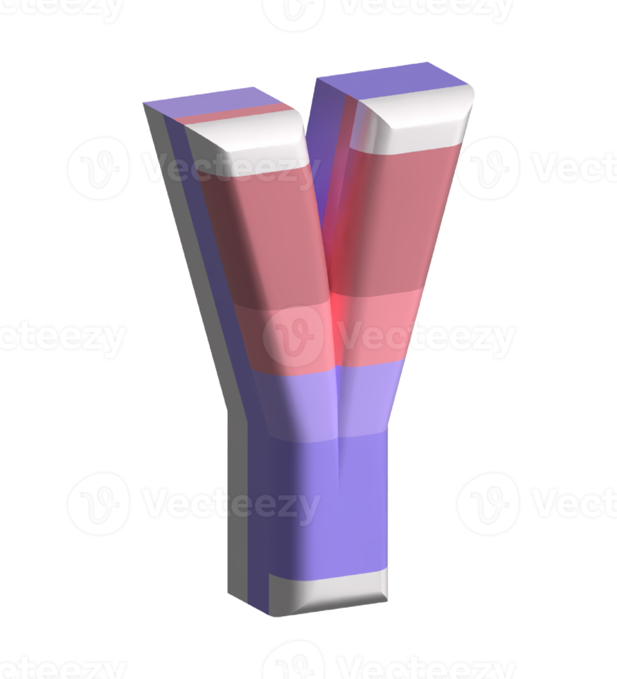 Letter Y Round Bevel Shape 3D Render png