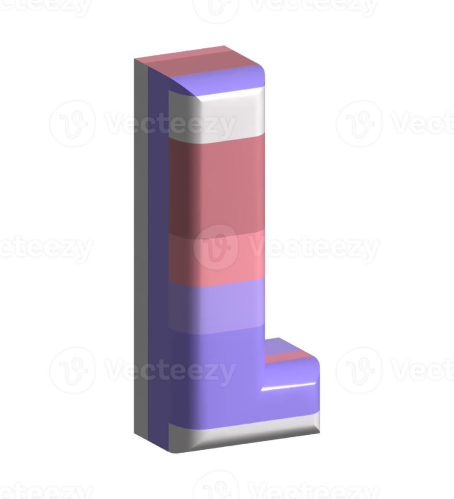 lettera l il giro angolo forma 3d rendere png