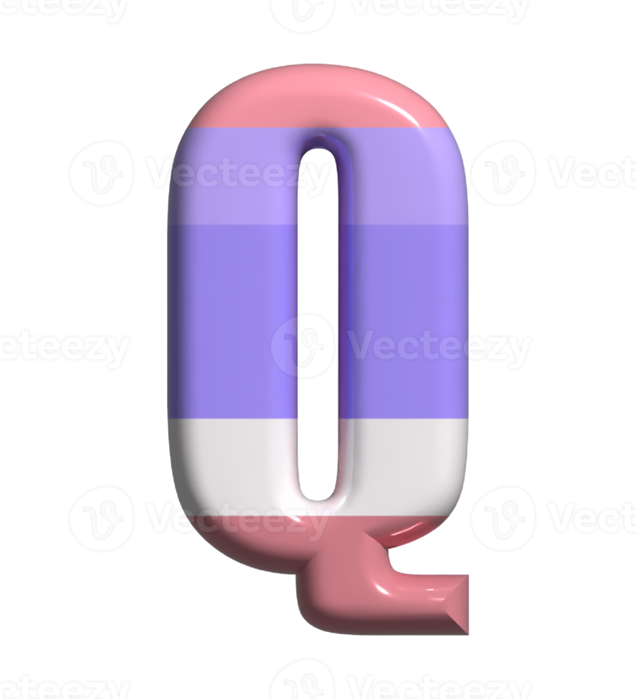 Letter Q 3D Render Front View png