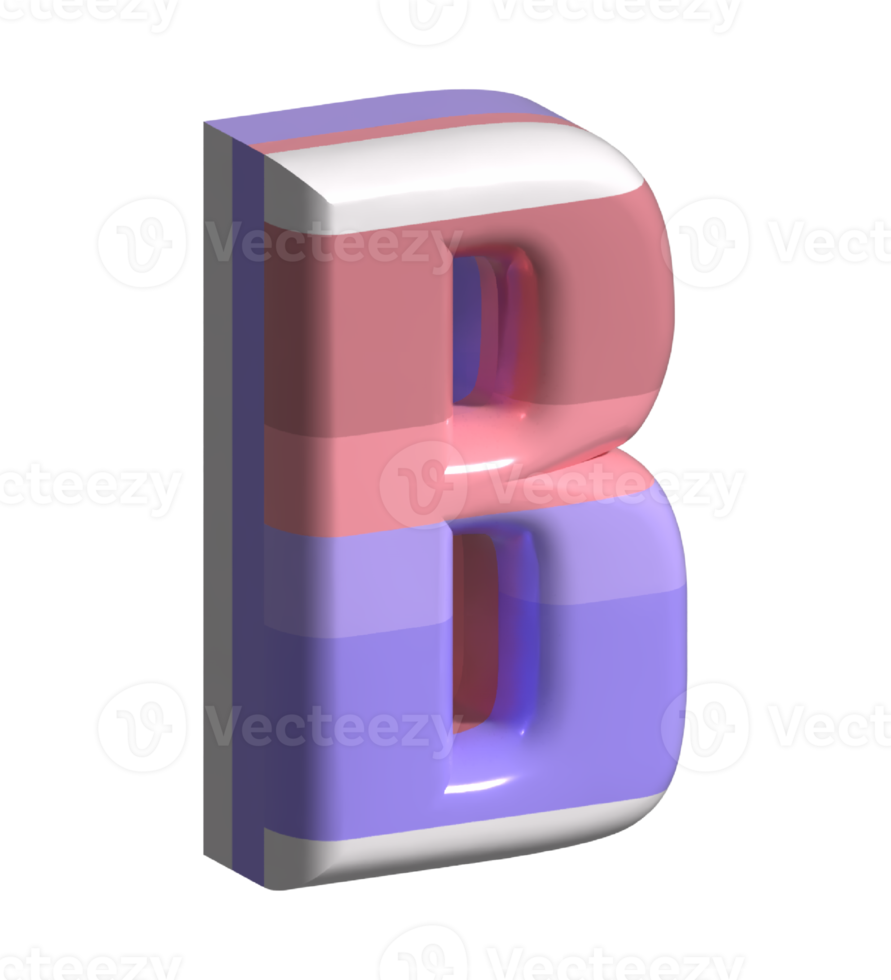 buchstabe b runde abgeschrägte form 3d rendern png