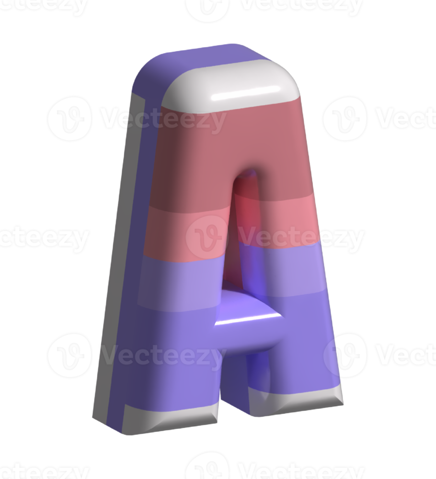 Letter A Round Bevel Shape 3D Render png