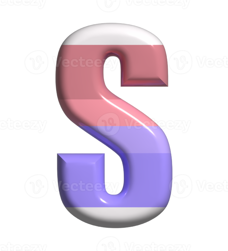 Buchstabe s 3D-Render-Vorderansicht png