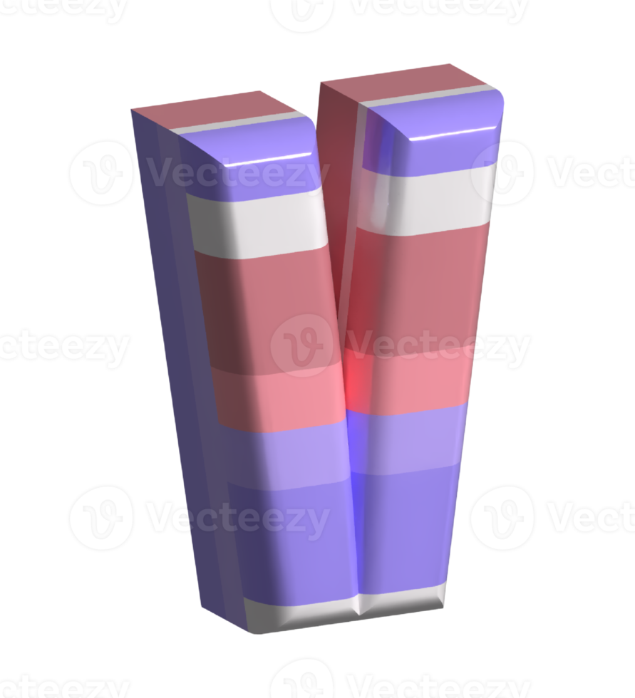 Letter V Round Bevel Shape 3D Render png