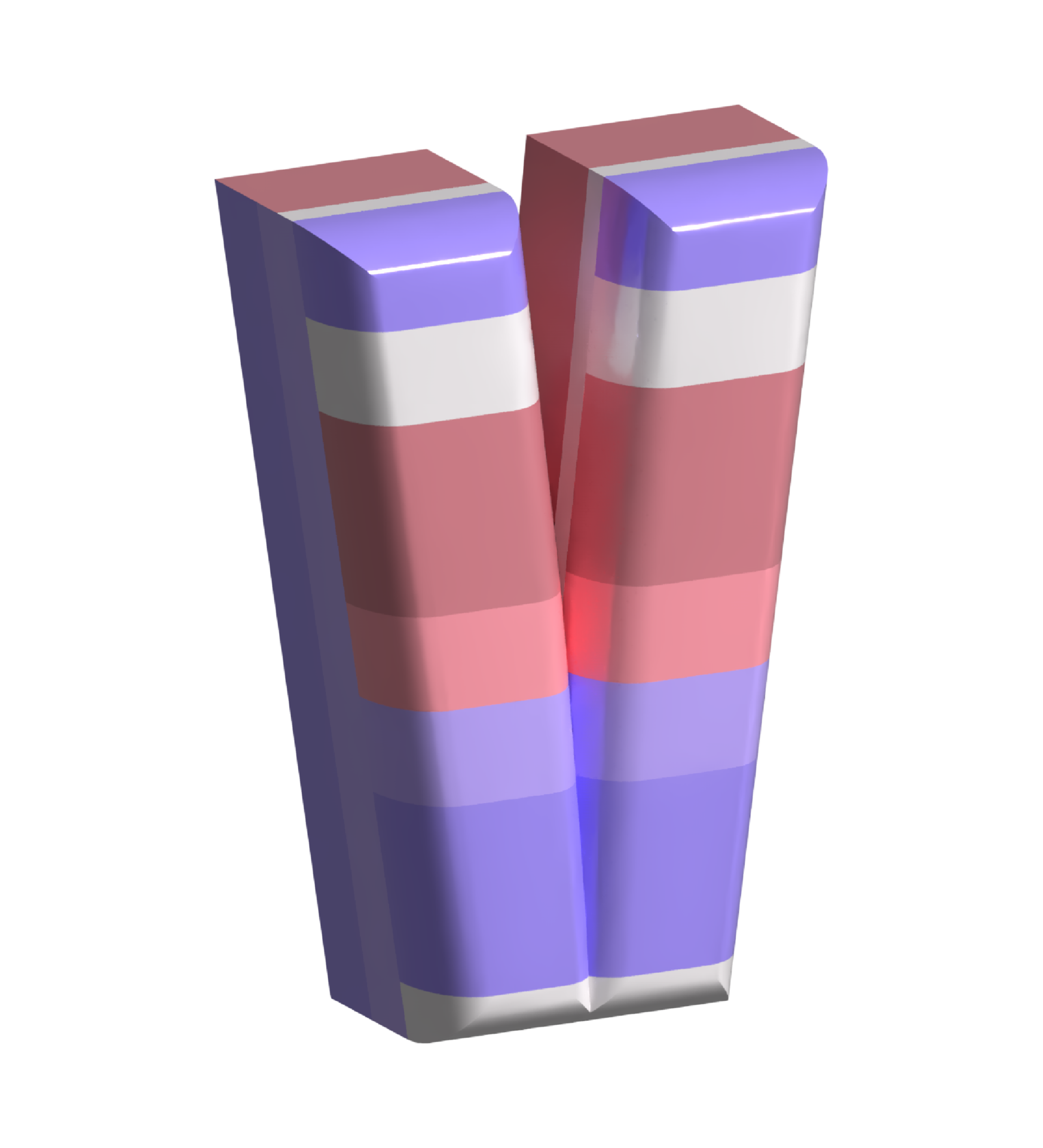 Letter V Round Bevel Shape 3D Render 11459926 PNG