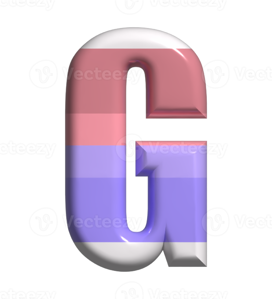 letra g render 3d vista frontal png