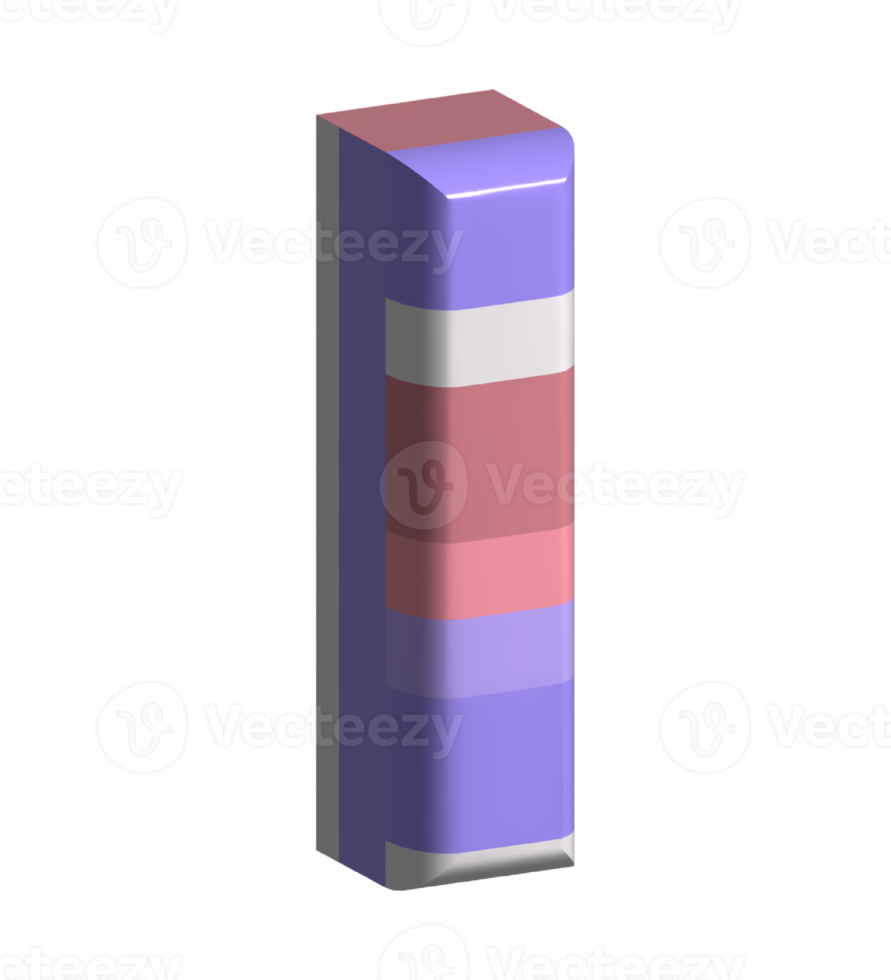 Letter I Round Bevel Shape 3D Render png