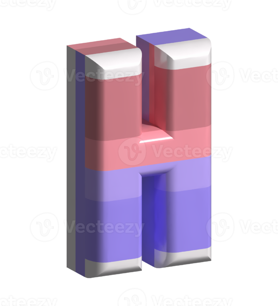 brev h runda fasa form 3d framställa png