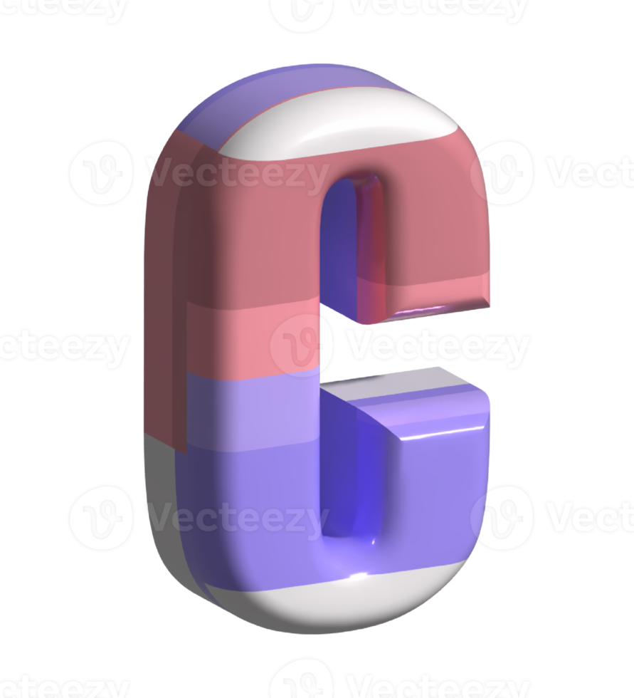 Letter C Round Bevel Shape 3D Render png