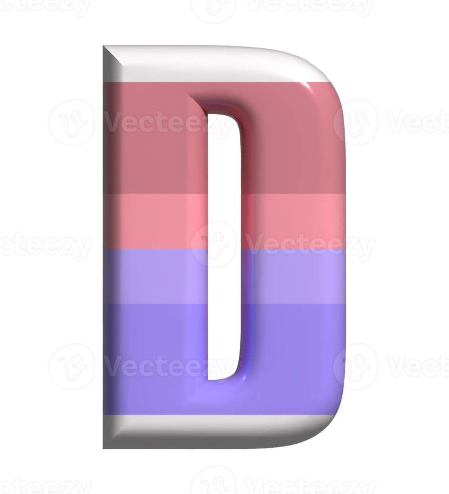 buchstabe d 3d-render-vorderansicht png