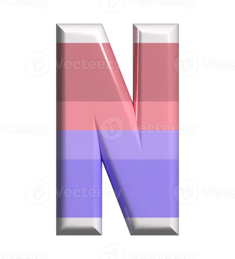 Letter N 3D Render Front View png