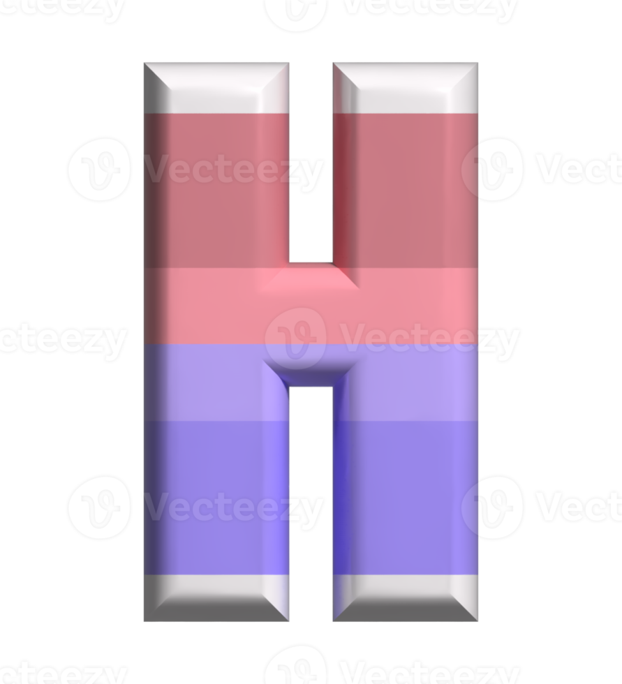 lettre h rendu 3d vue de face png