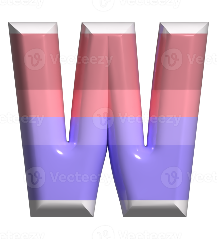 Letter W 3D Render Front View png