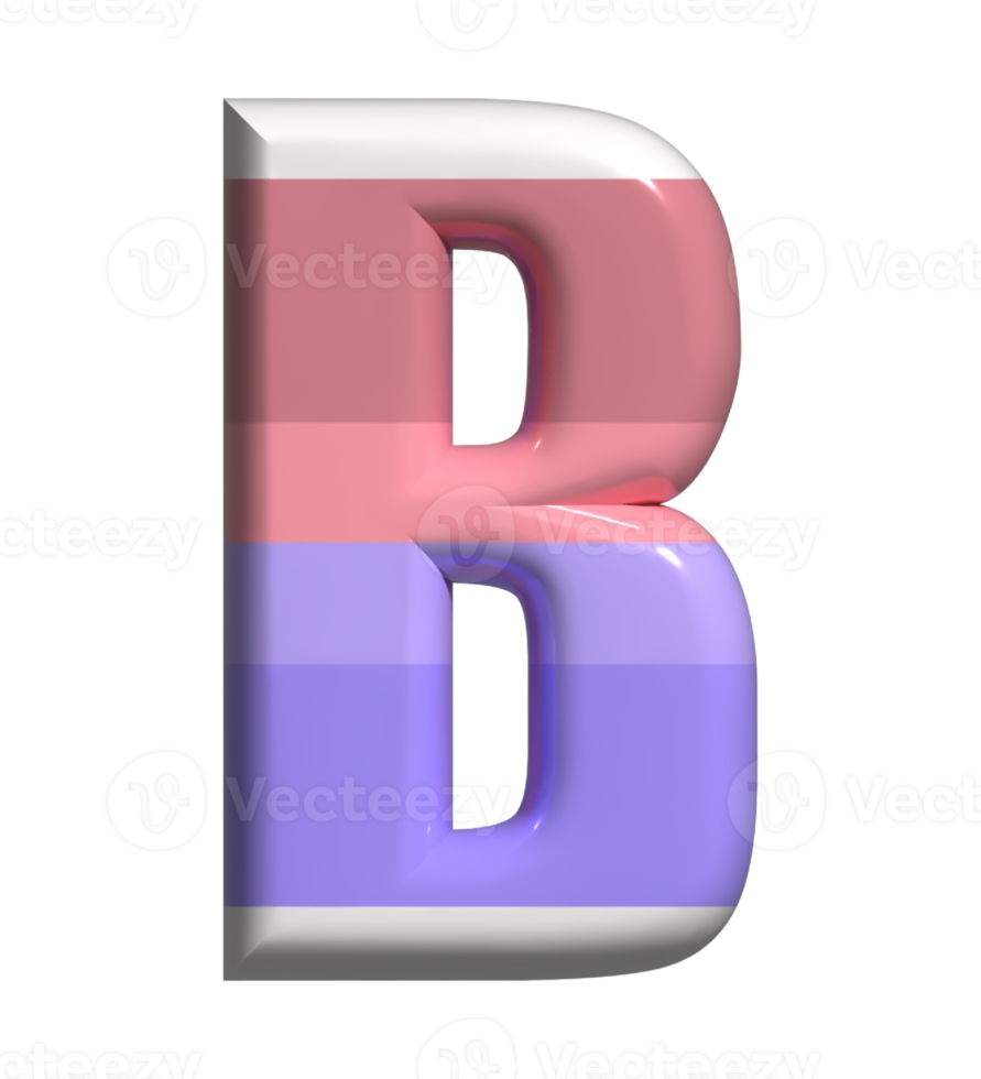 Letter B 3D Render Front View png