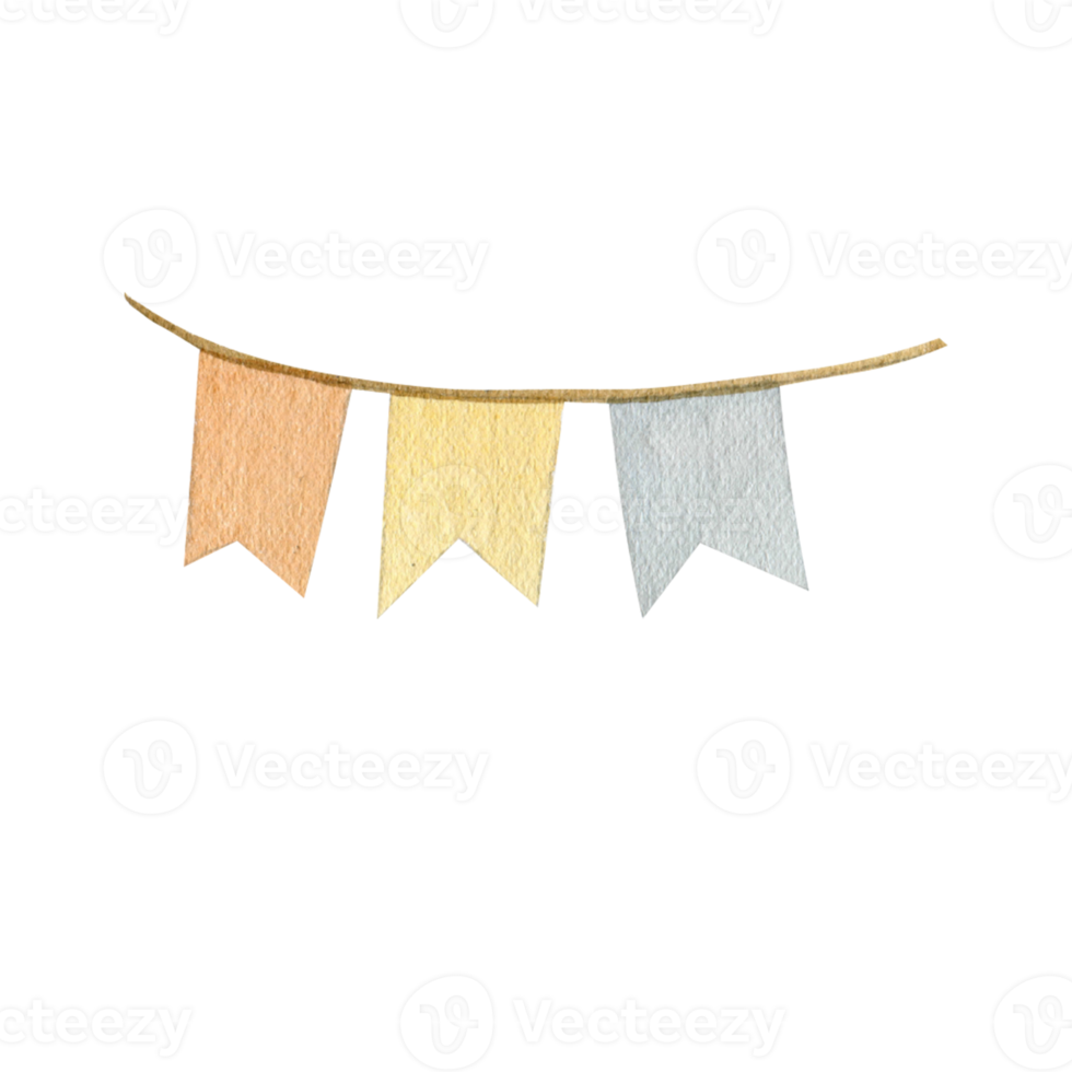 Watercolor colorful autumn flags png