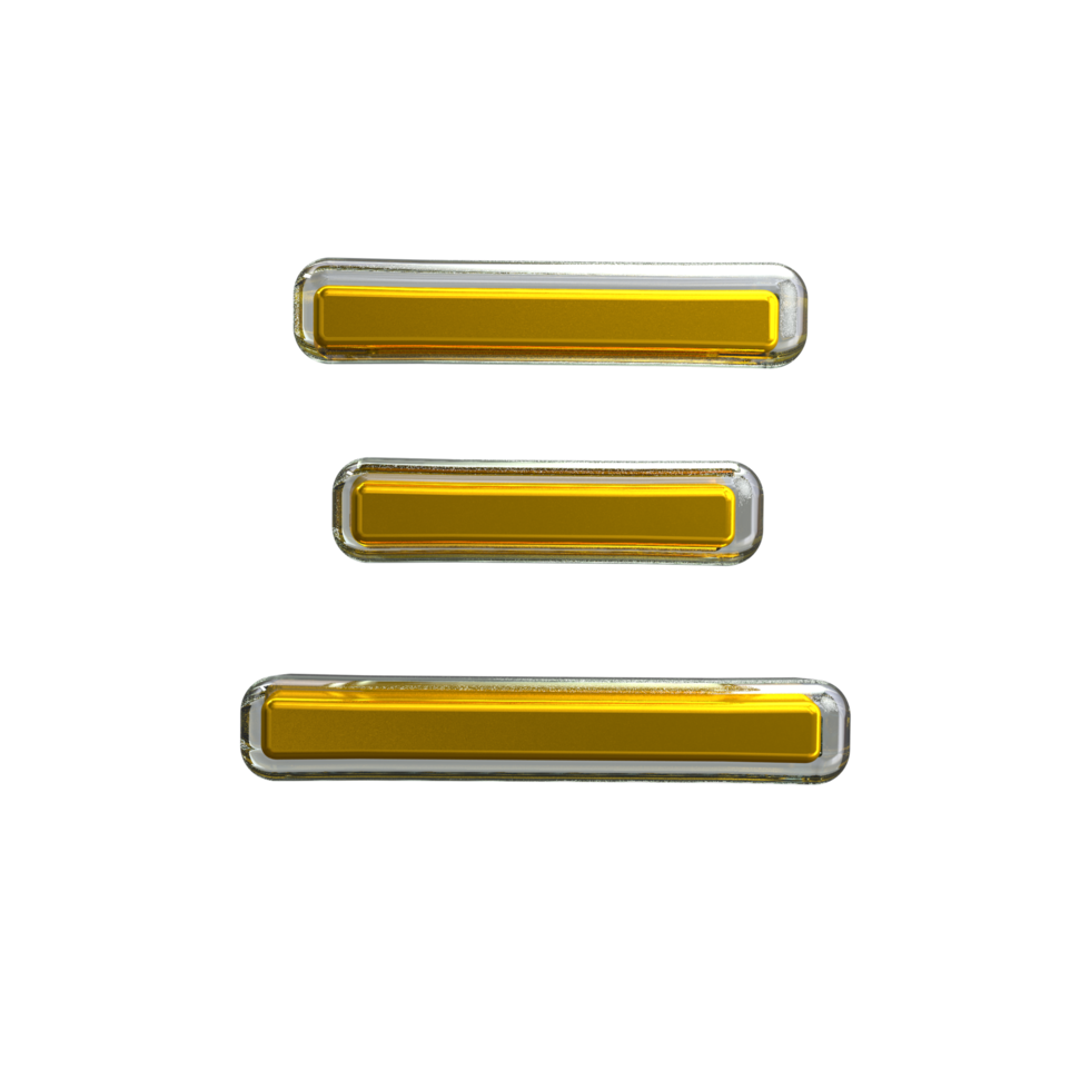Chinese Number 3 Mental yellow color 3D render png