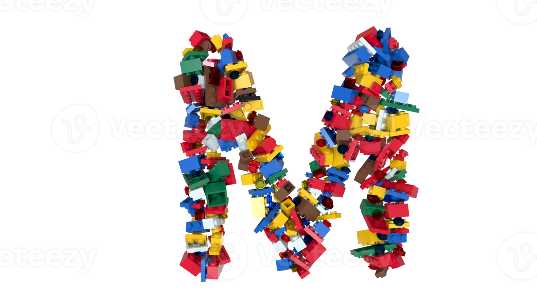 Ladrillos de colores barajados bloques de construcción tipografía texto m png