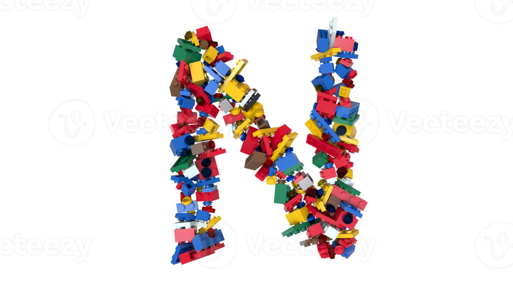 Shuffled Colored Bricks Building Blocks Typeface Text N png