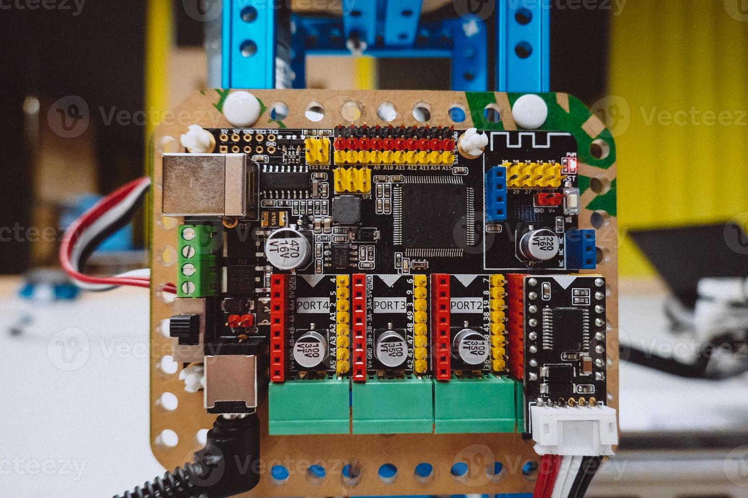 Electronic circuit board with processor and wires photo