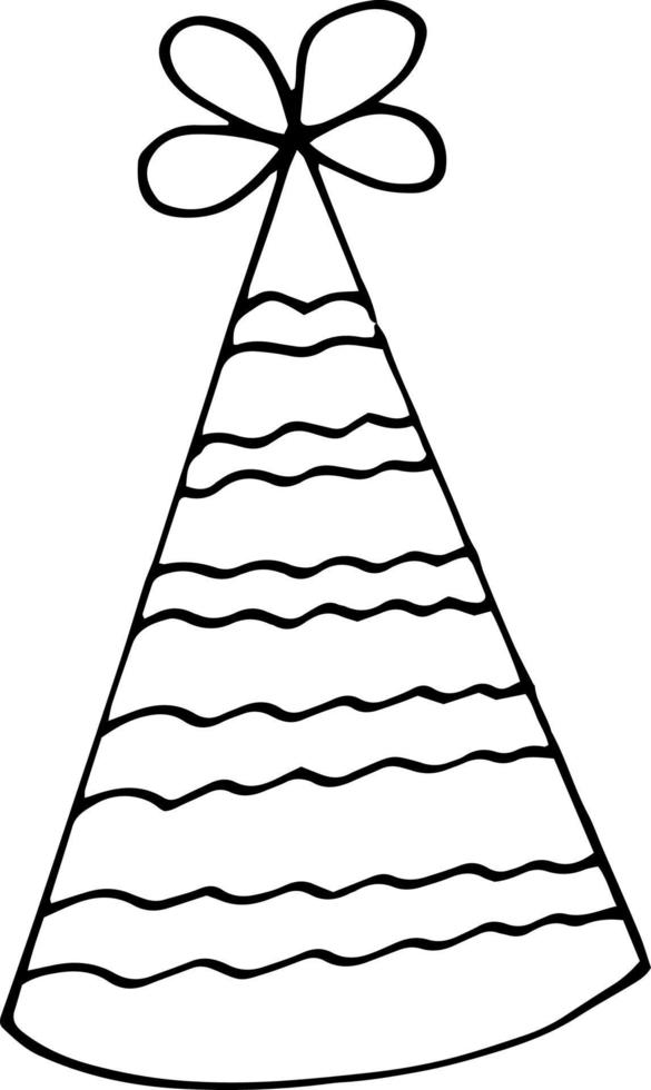 party hat with stripes. hand drawn doodle style. vector, minimalism, monochrome. festive funny vector