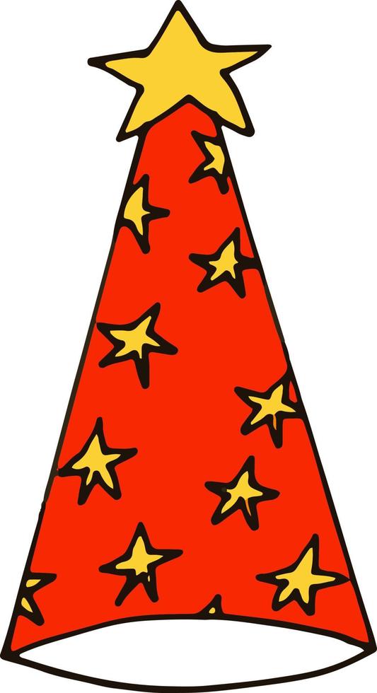 party hat with stars. hand drawn doodle style. , minimalism, trending color yellow, orange. festive funny vector