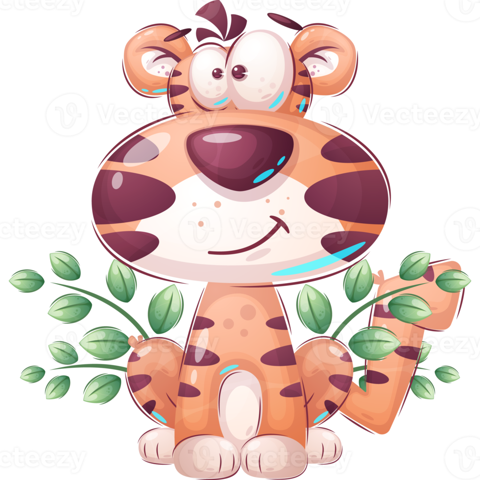 personagem de desenho animado adorável tigre png