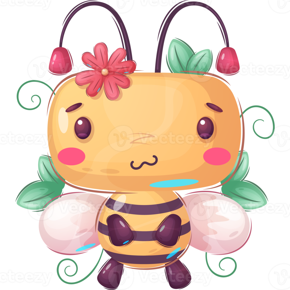 abeja adorable del personaje de dibujos animados png