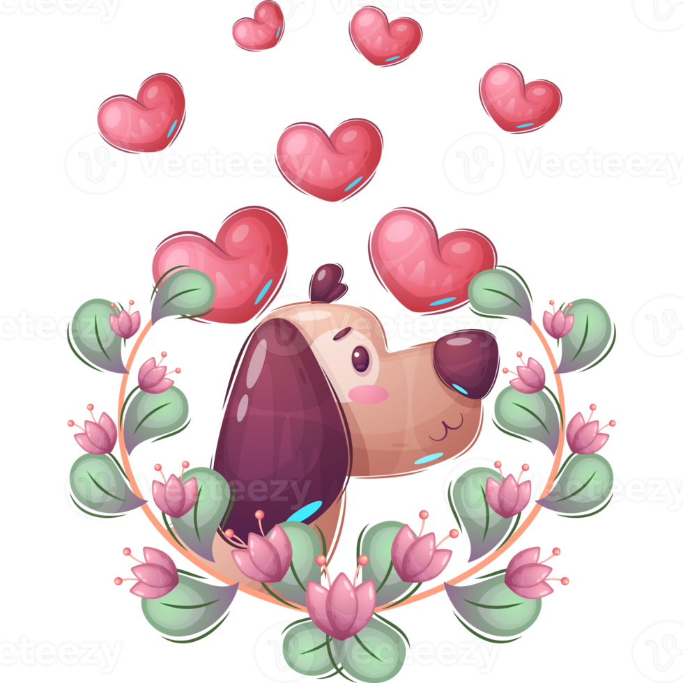 Cartoon character adorable love dog png