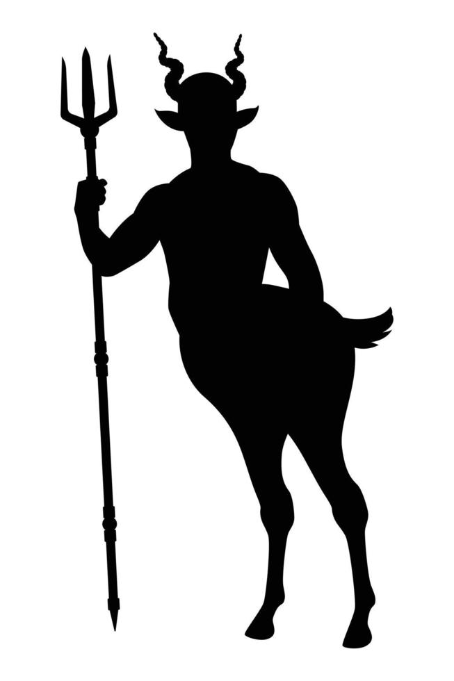 Devil with trident silhouette vector on white background, Satan, ghost or devil in Halloween day.