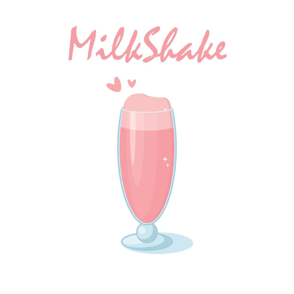 pink milkshake cold delicious fresh vector