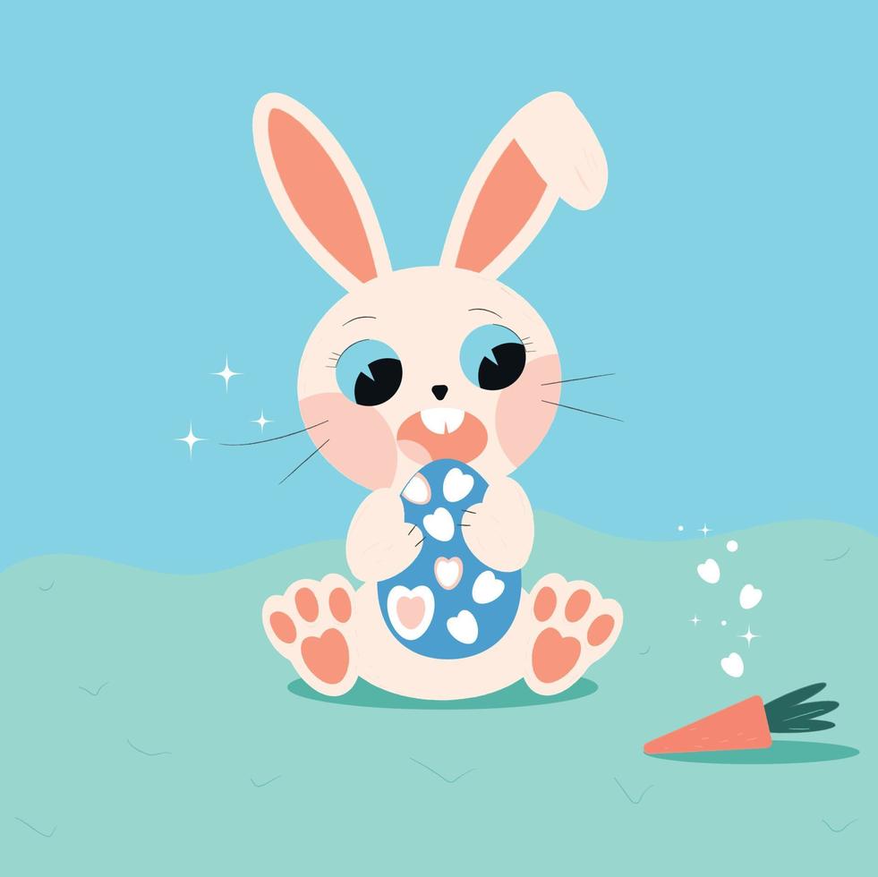 easter bunny with easter egg vector