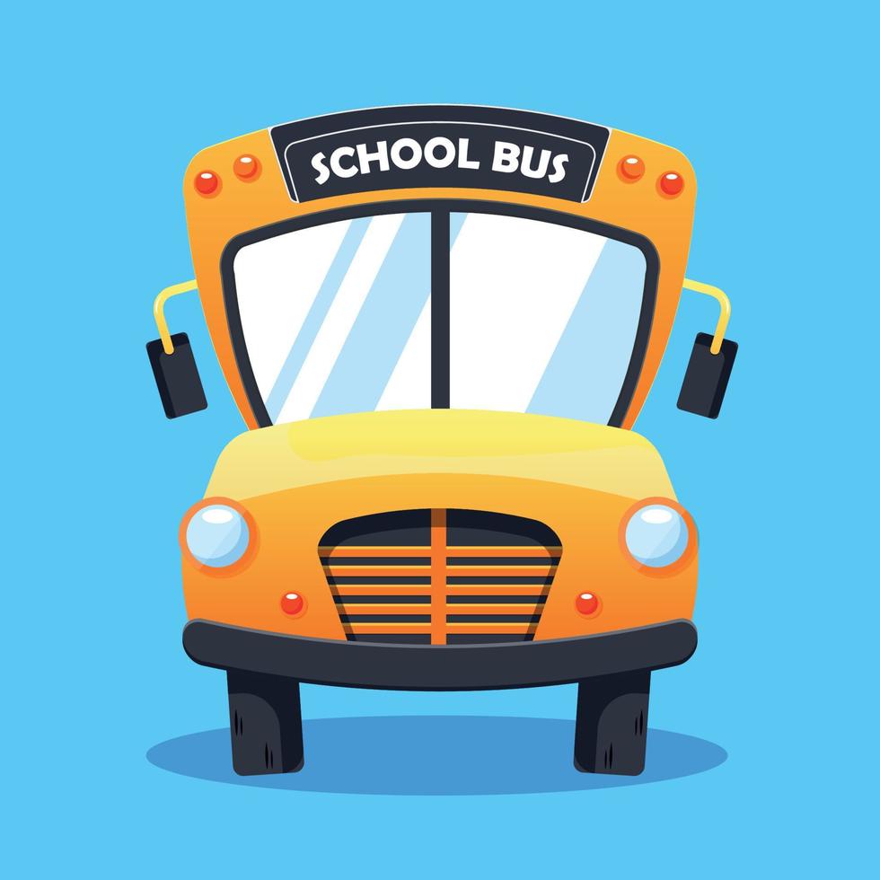 american yellow school bus . front view. cartoon funny.back to school vector