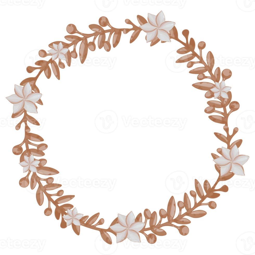 vattenfärg torkades blomma ram, brun flora ClipArt png