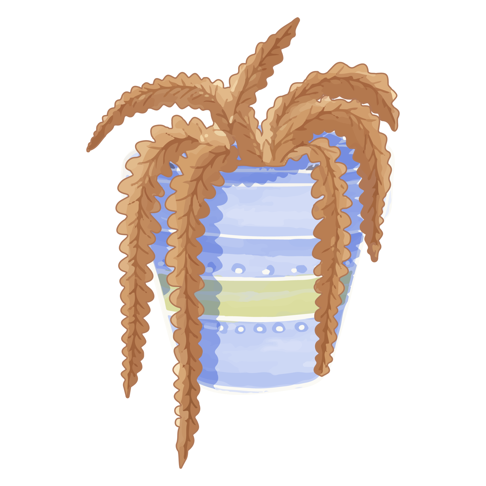 Watercolor Dried Flower in Pot, Brown flora clipart 11461035 PNG