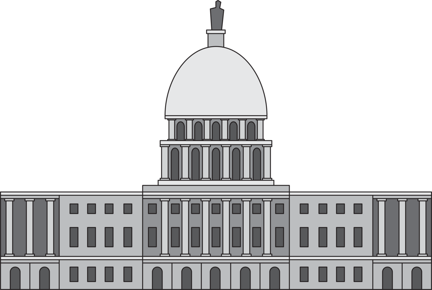 outline drawing of washington dc landmark front elevation view. png