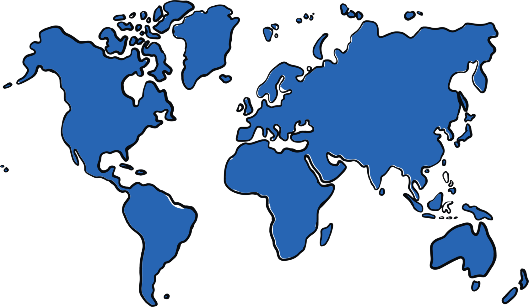 schizzo di mappa del mondo a mano libera su sfondo trasparente. png