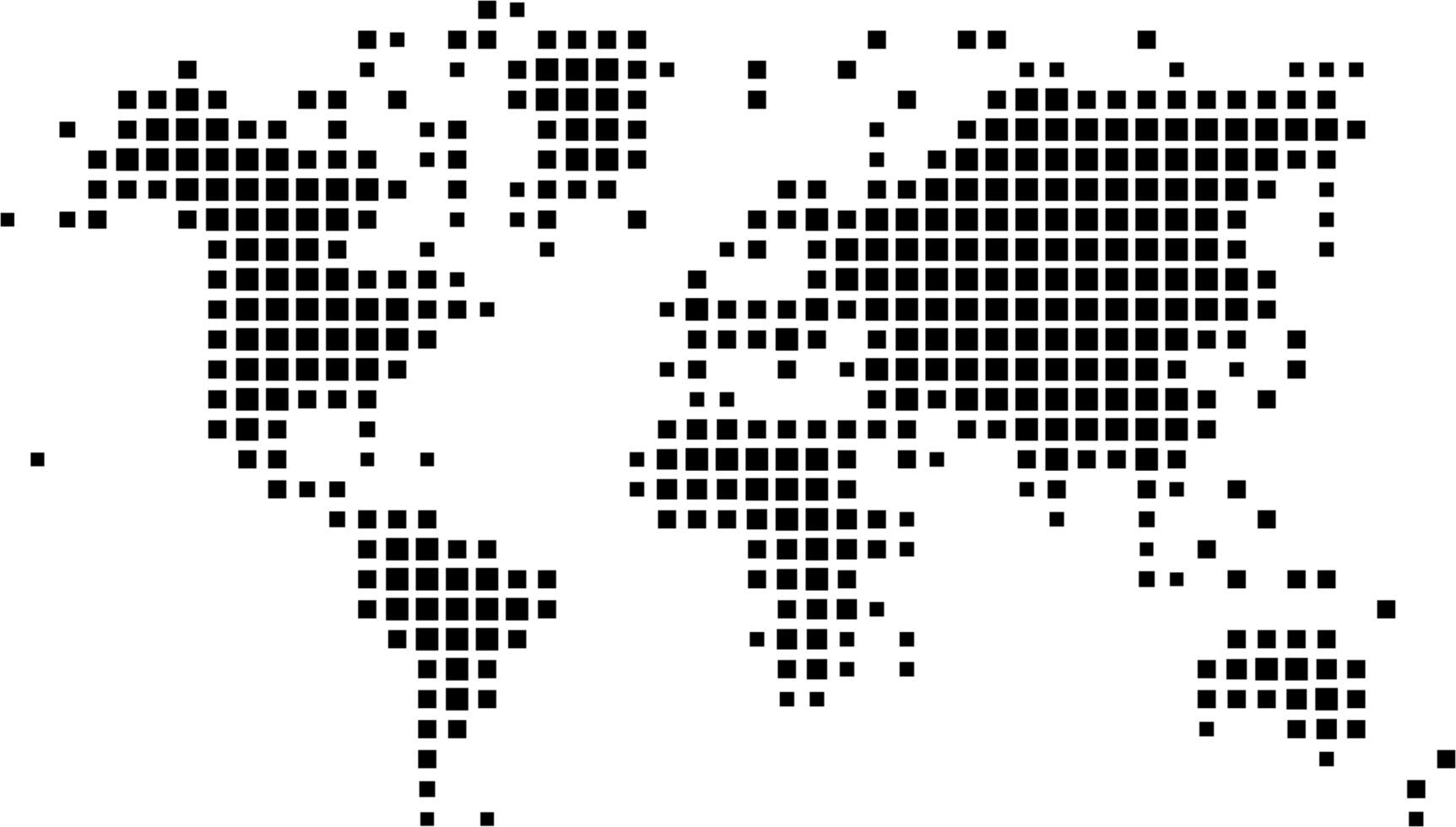 square world map on transparent background. png