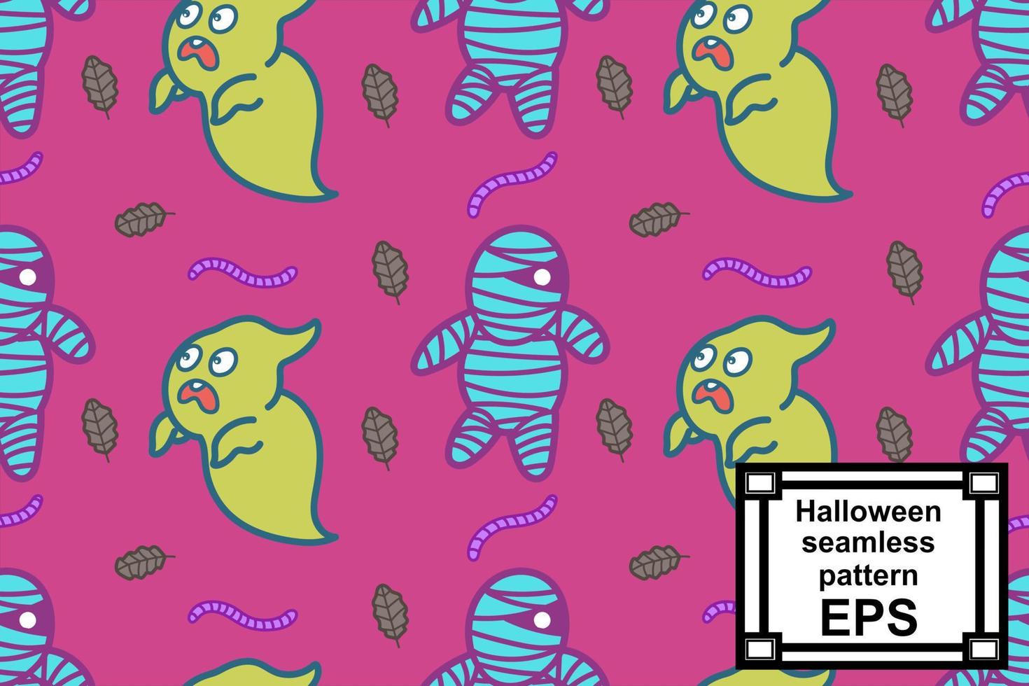 Mummy and ghost, cute monsters to celebrate Halloween wallpaper, wrapping, print, art, etc vector