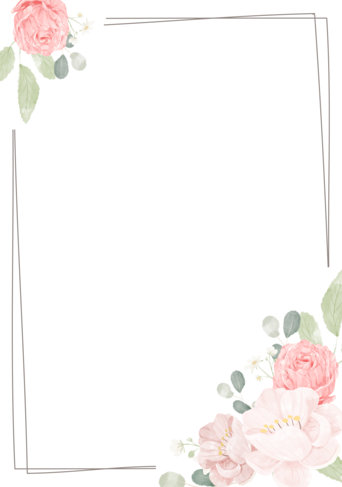 rosa rose und pfingstrose blumenstrauß kranz mit rahmen png