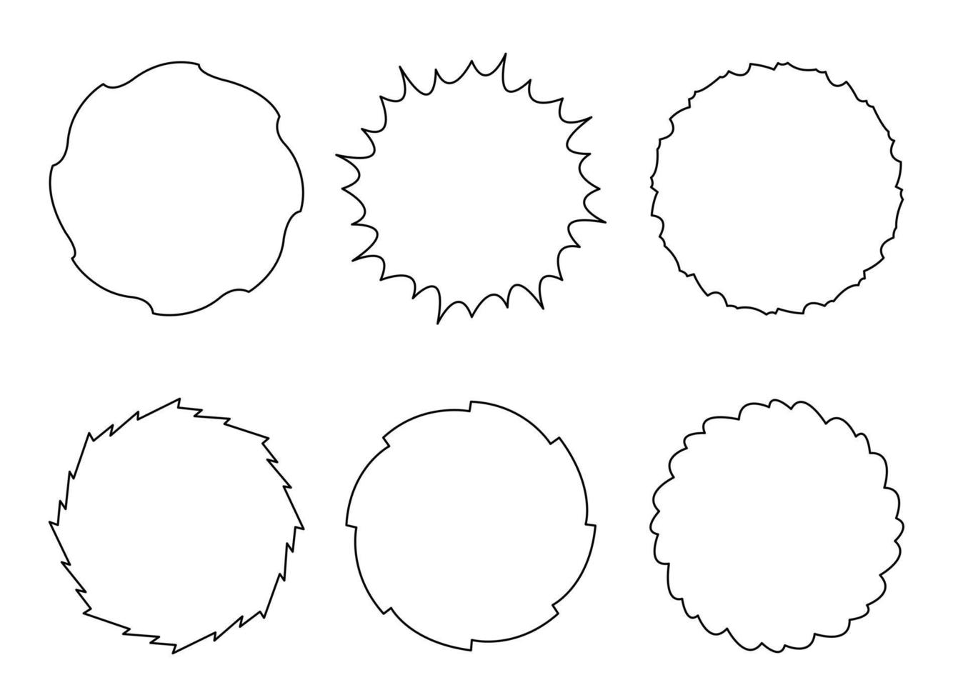 Set of circular outline template isolated on white background. Design elements vector
