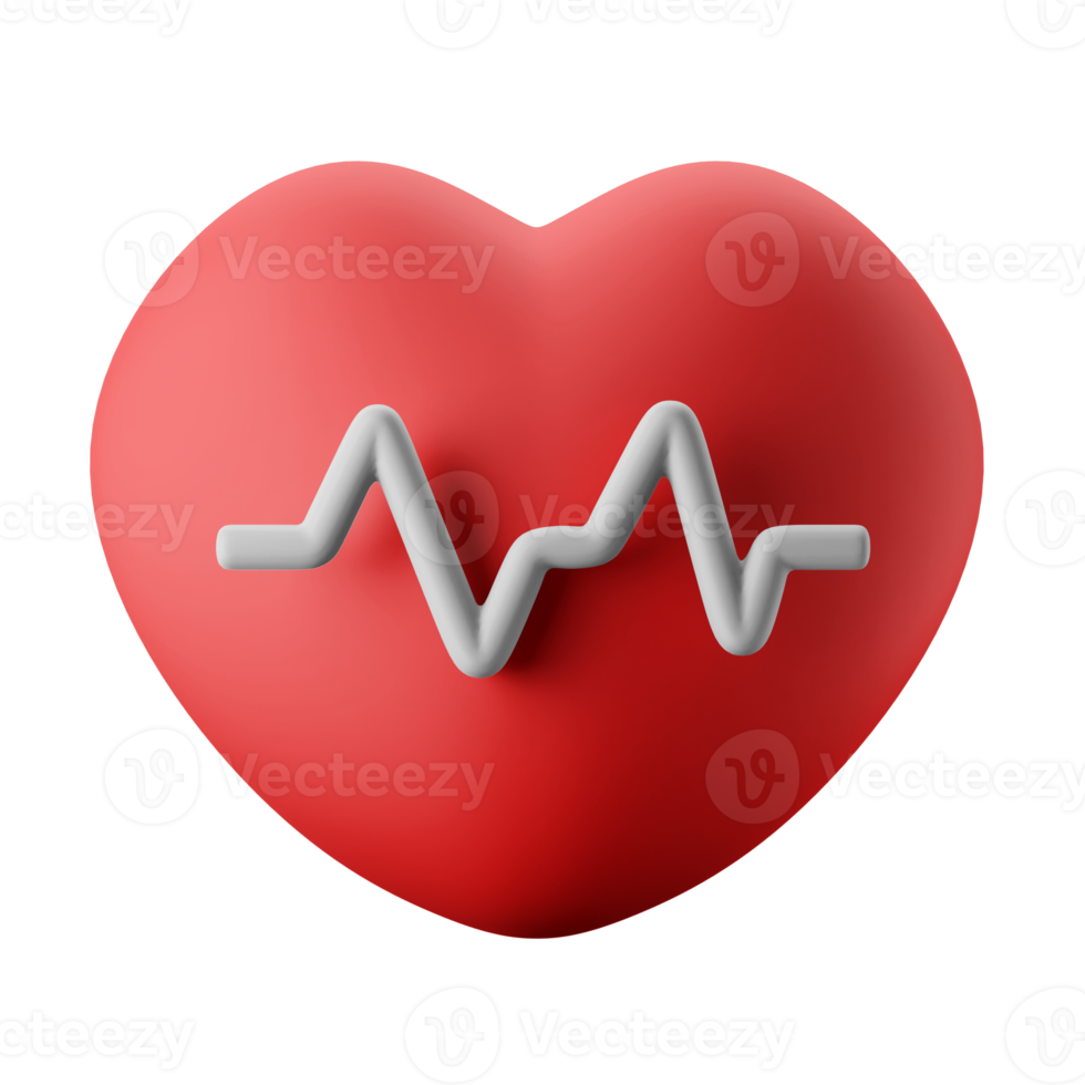 healthy heart rate vitality symbol 3d icon illustration png