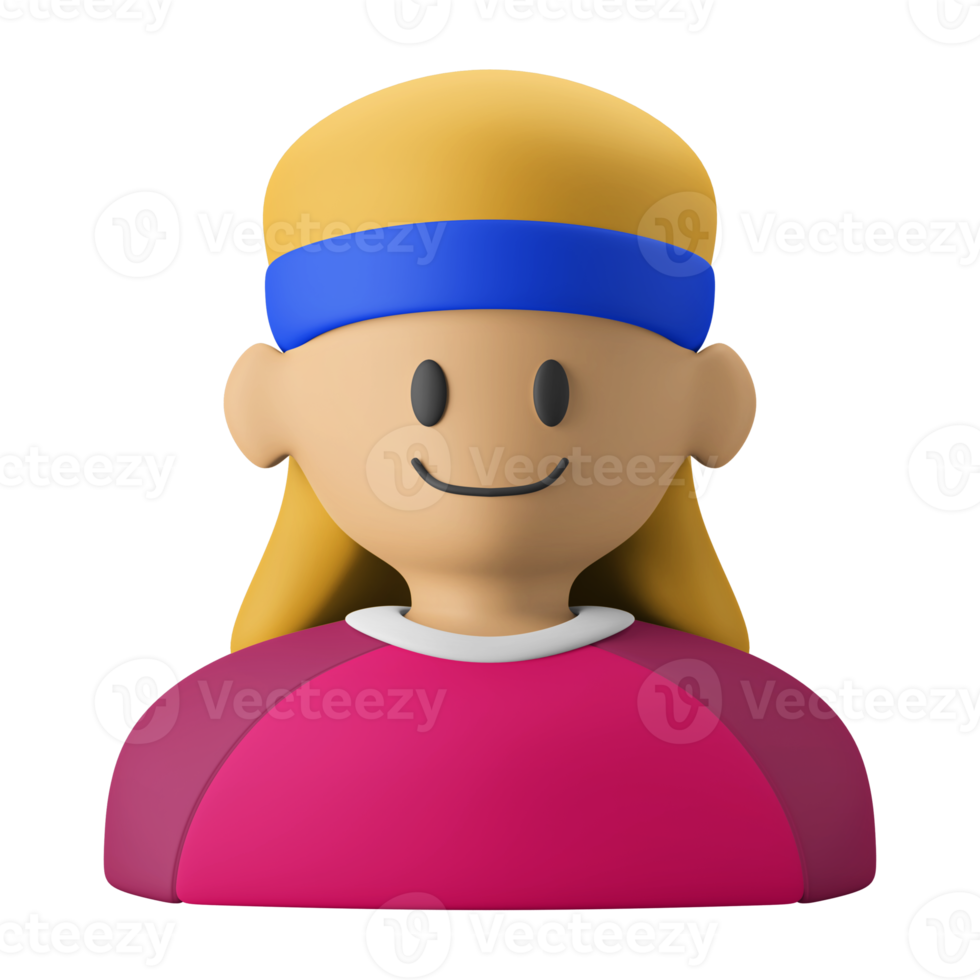 smiling female gym member avatar 3d icon illustration png