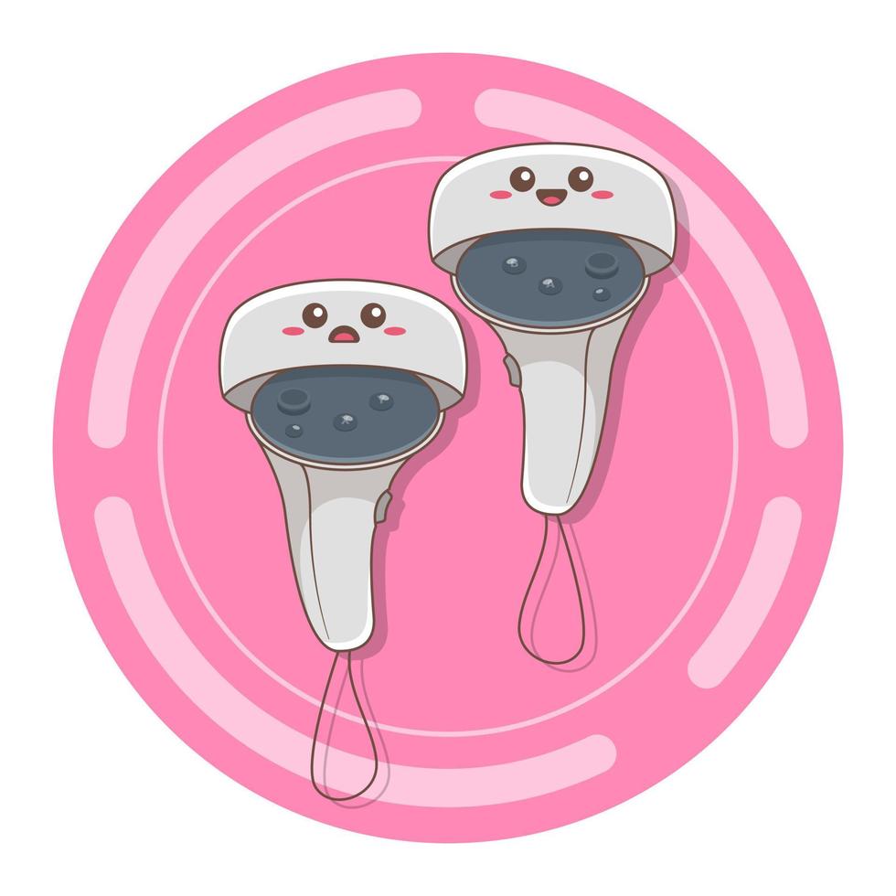 Vector illustration of cute expression VR controller for metaverse world