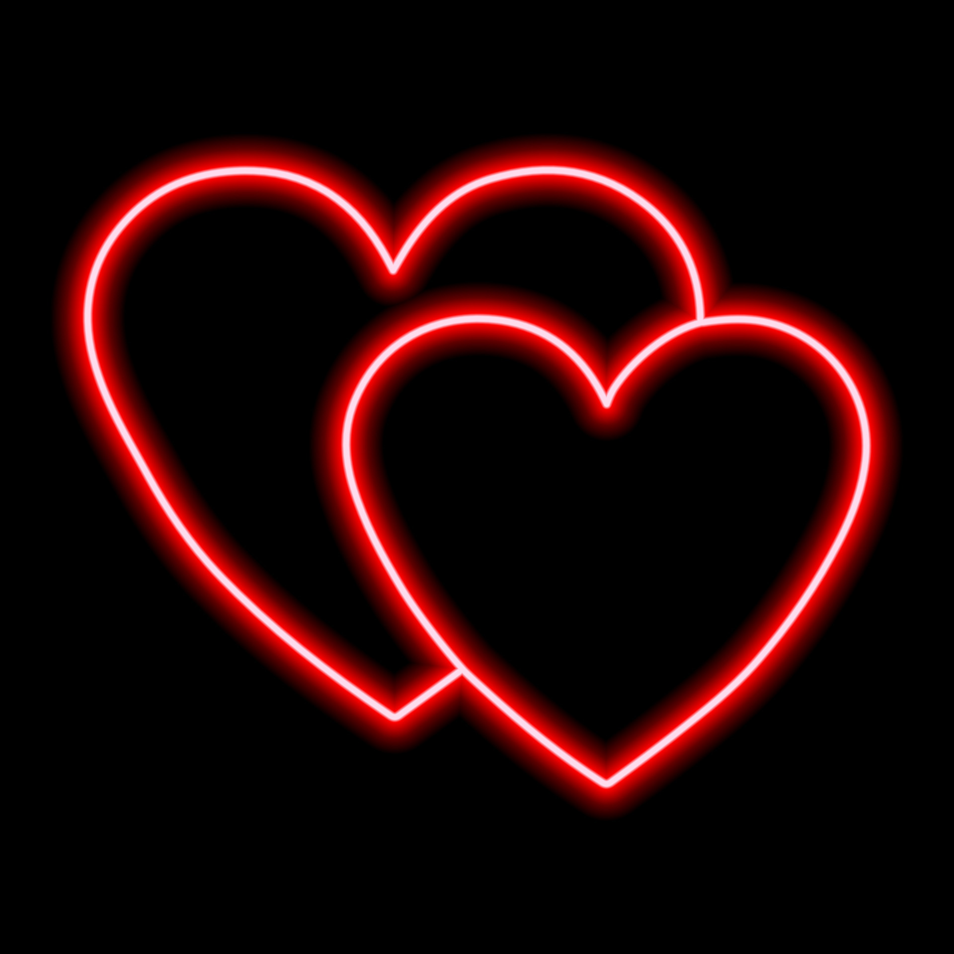 Two Neon Red Hearts On A Black Background. Valentine'S Day, Love, Couple,  Relationship, Family 11461618 Vector Art At Vecteezy