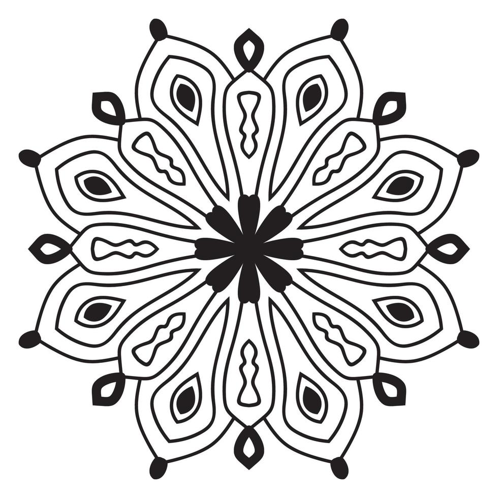 lindo mandala. flor ornamental redonda del doodle aislada en el fondo blanco. ornamento decorativo geométrico en estilo étnico oriental. vector