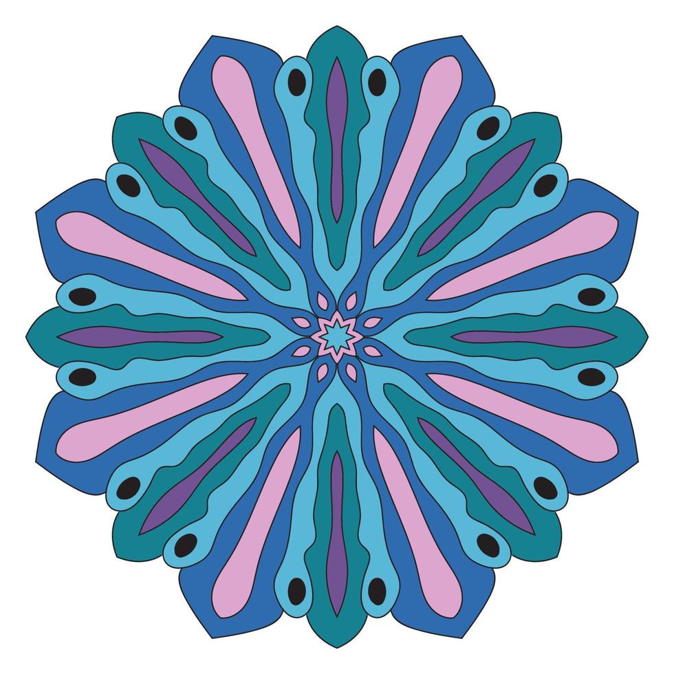 lindo mandala. flor ornamental redonda del doodle aislada en el fondo blanco. ornamento decorativo geométrico en estilo étnico oriental. vector